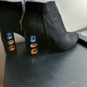 Jewel encrusted heeled booties